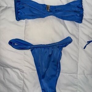 Blue strapless Bikini Set hard swimwear